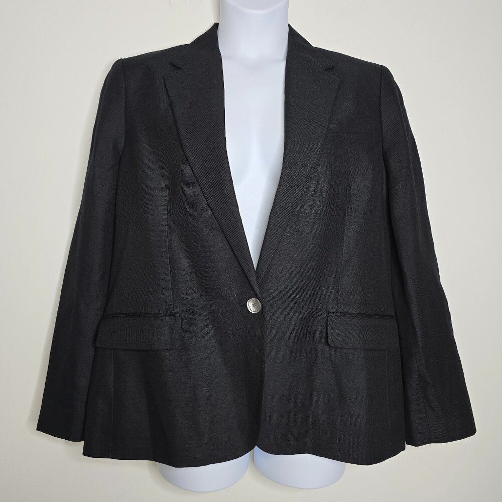 Ralph Lauren LRL Blazer Womens 16 Black Coat Jacket Linen Blend Career NEW